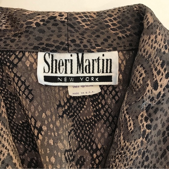 Rare Vtg Sheri Martin Sz 14 Jacket Blazer Cropped Snake Skin Black Trim Accent - Picture 6 of 8